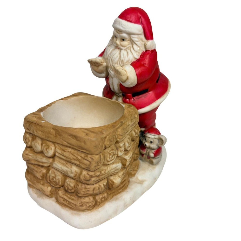VTG PartyLite Santa Chimney Candle Ceramic 1990s Christmas Mouse Japan MCM - Picture 5 of 10